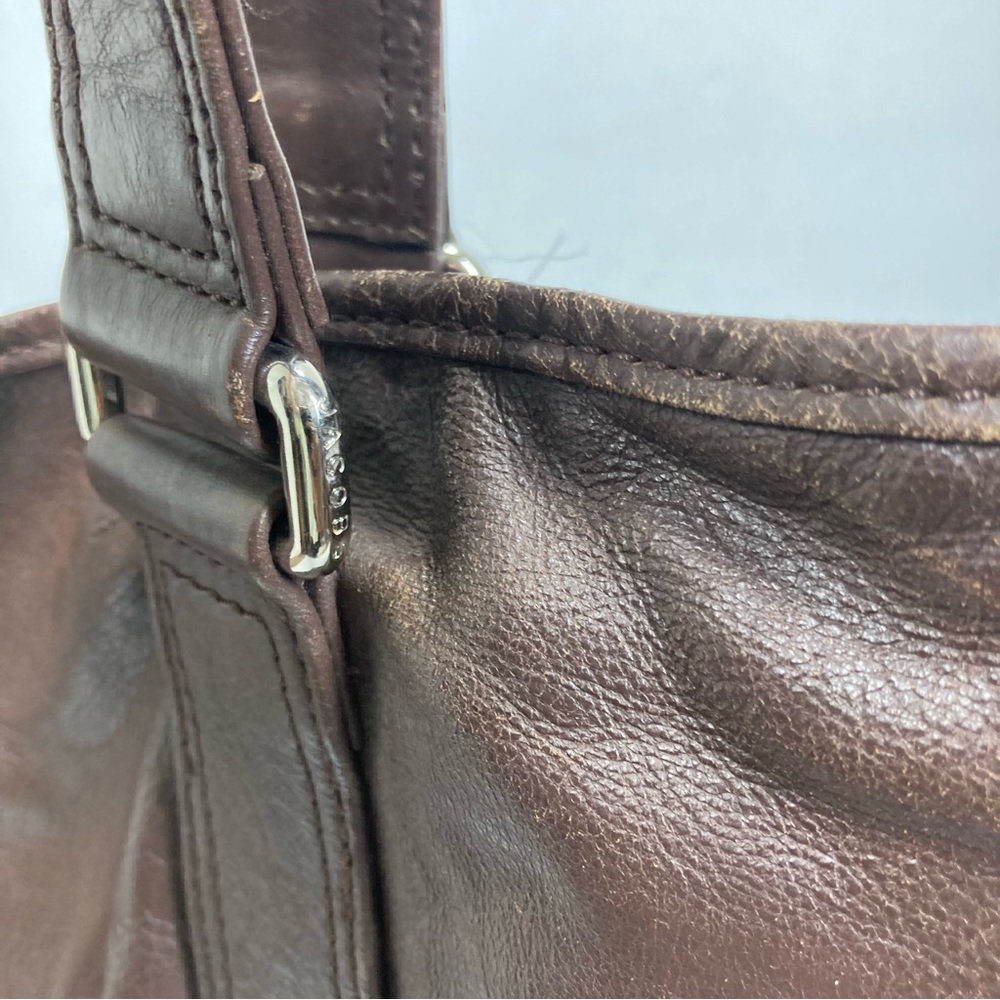 Y2K Marc Jacobs Large Brown Leather Horizontal Tote Bag  22x17" Big Tote - Picture 11 of 16